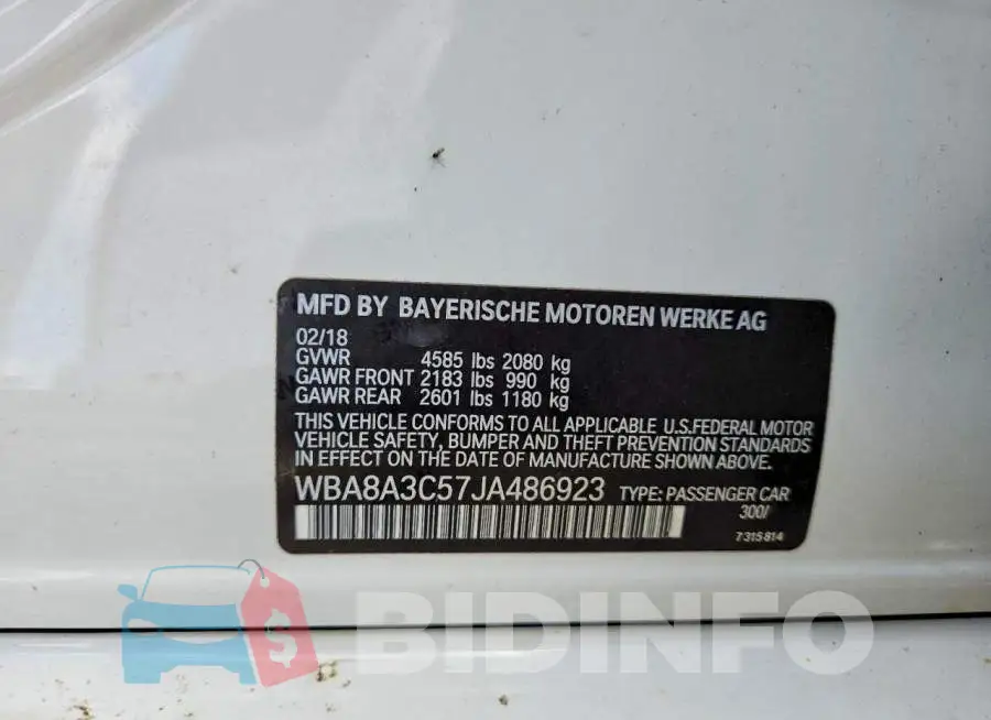 WBA8A3C57JA486923 Photo# 12