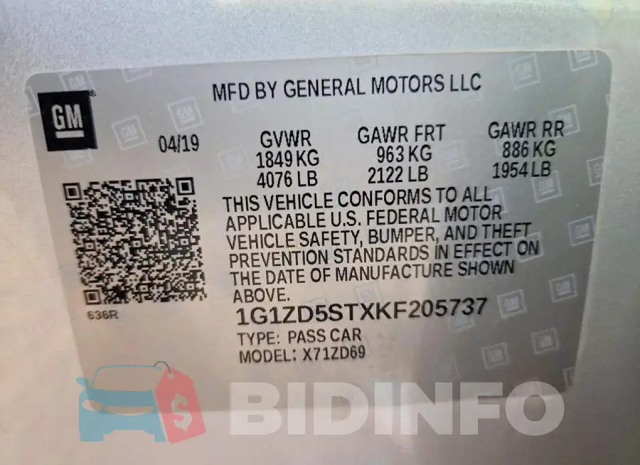 1G1ZD5STXKF205737 Photo# 13