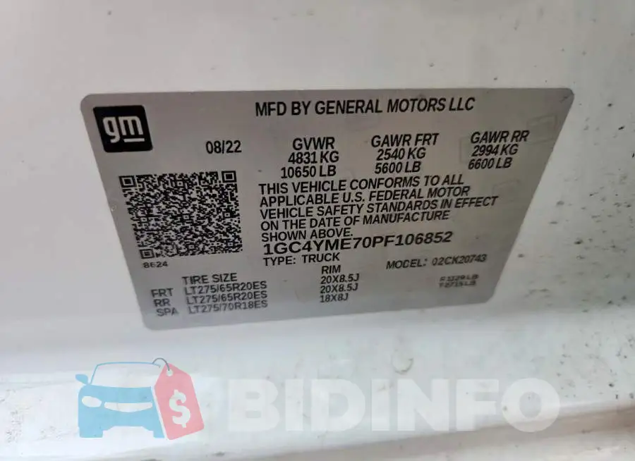 1GC4YME70PF106852 Photo# 12