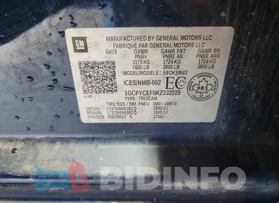 1GCPYCEF5KZ332228 Photo# 12