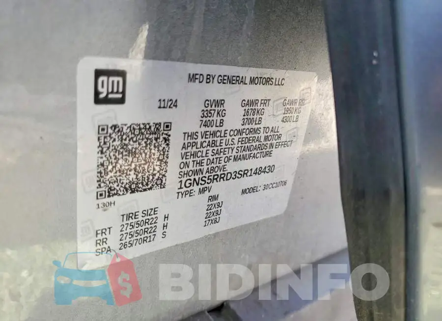 1GNS5RRD3SR148430 Photo# 14