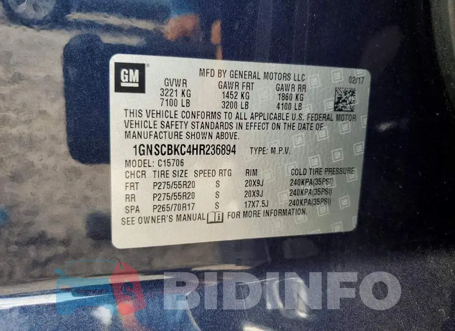 1GNSCBKC4HR236894 Photo# 14