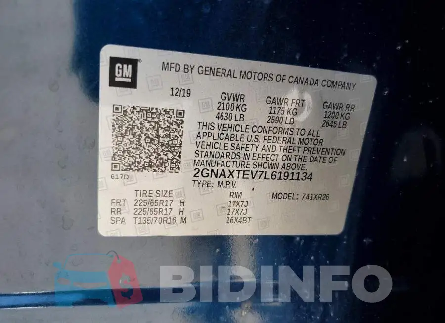 2GNAXTEV7L6191134 Photo# 13