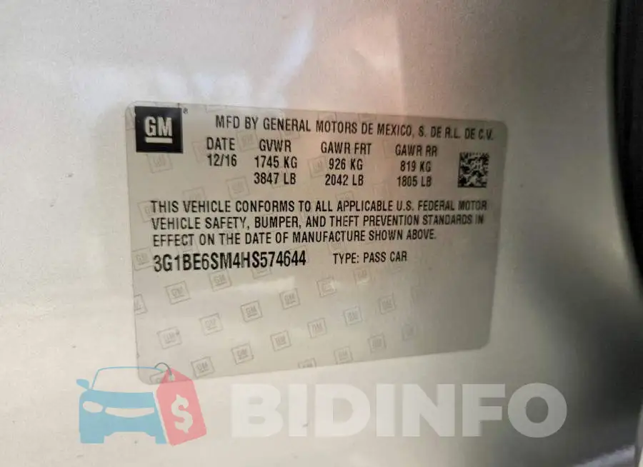 3G1BE6SM4HS574644 Photo# 12