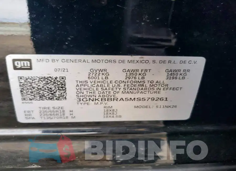 3GNKBBRA5MS579261 Photo# 14