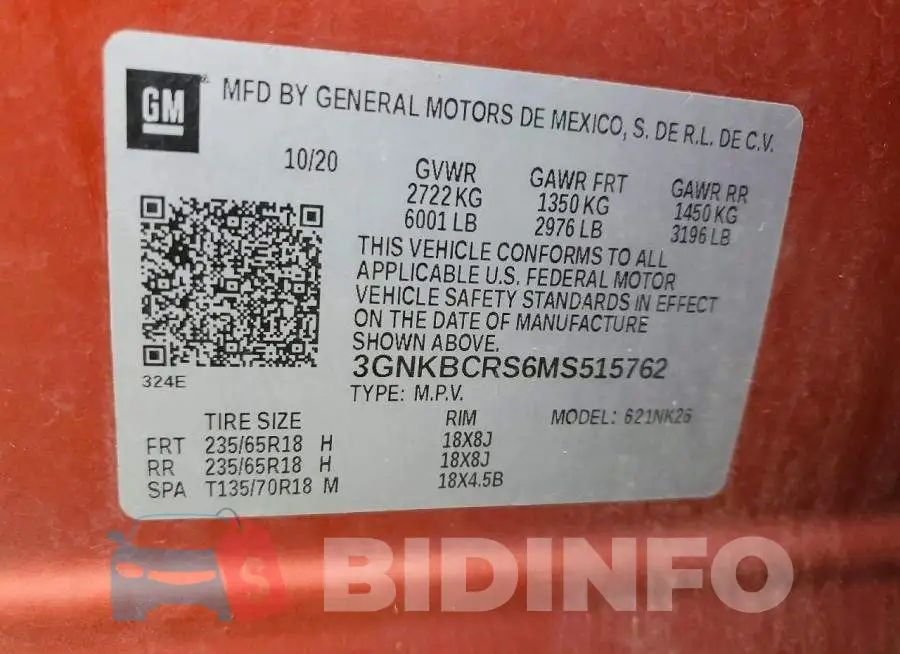 3GNKBCRS6MS515762 Photo# 14