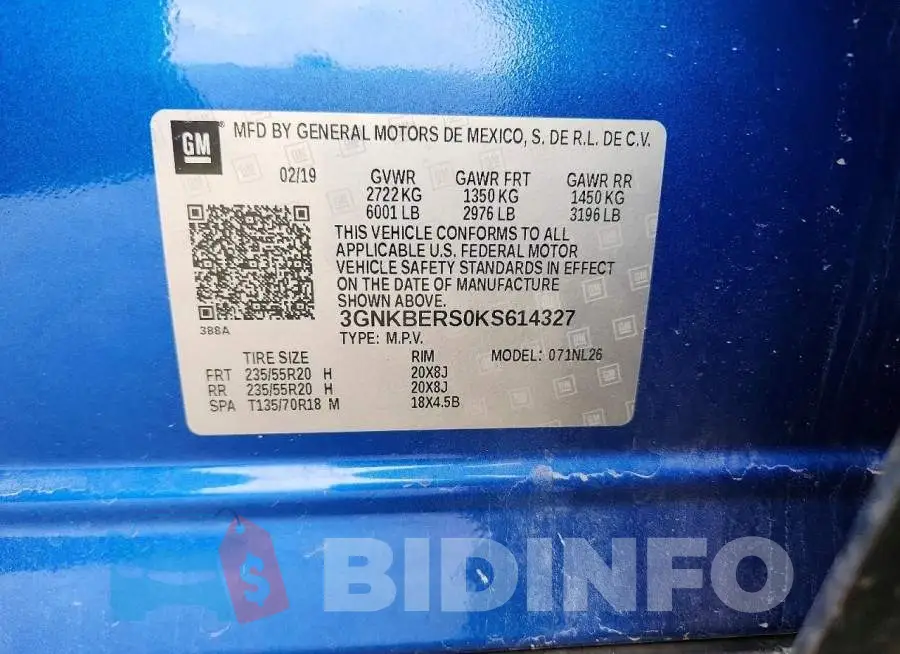 3GNKBERS0KS614327 Photo# 13