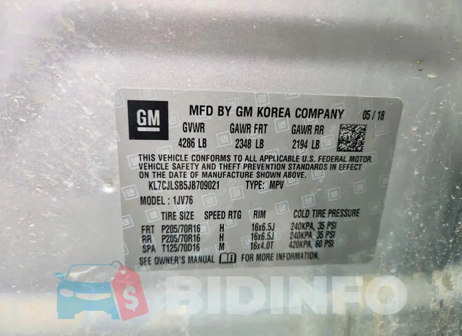 KL7CJLSB5JB709021 Photo# 13