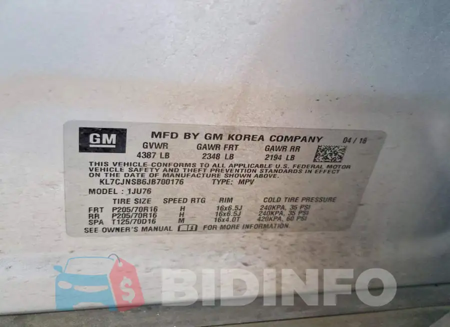 KL7CJNSB6JB700176 Photo# 13