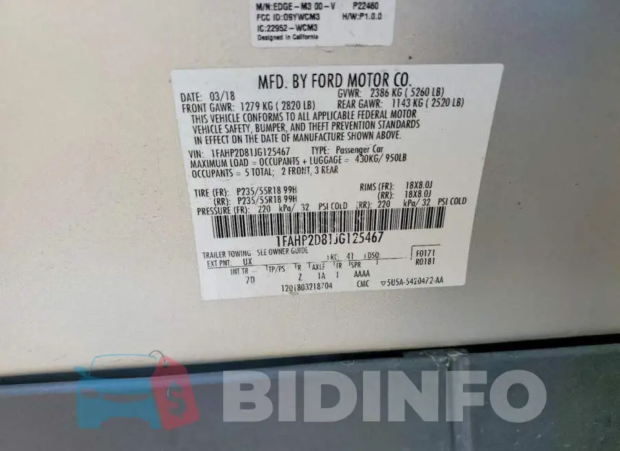 1FAHP2D81JG125467 Photo# 12