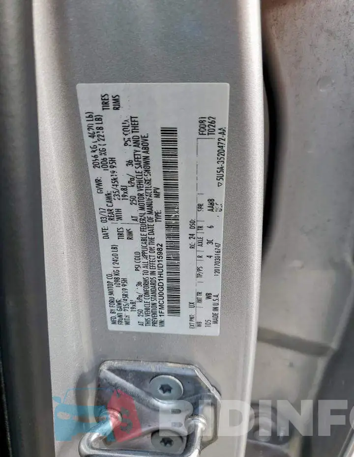 1FMCU0GD1HUD15982 Photo# 12