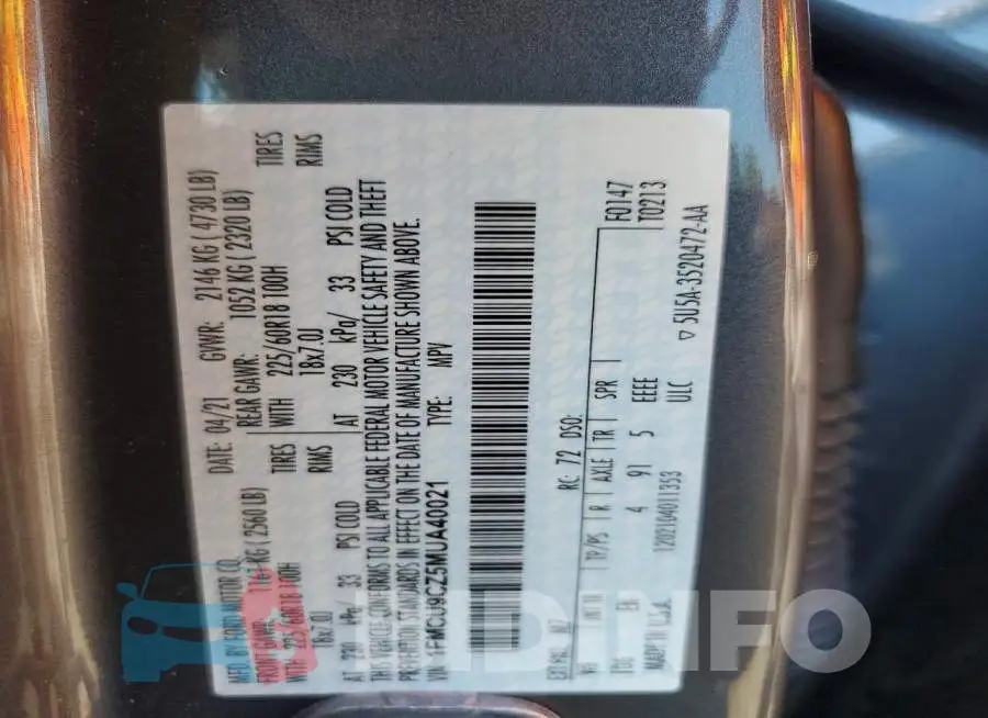 1FMCU9CZ5MUA40021 Photo# 13