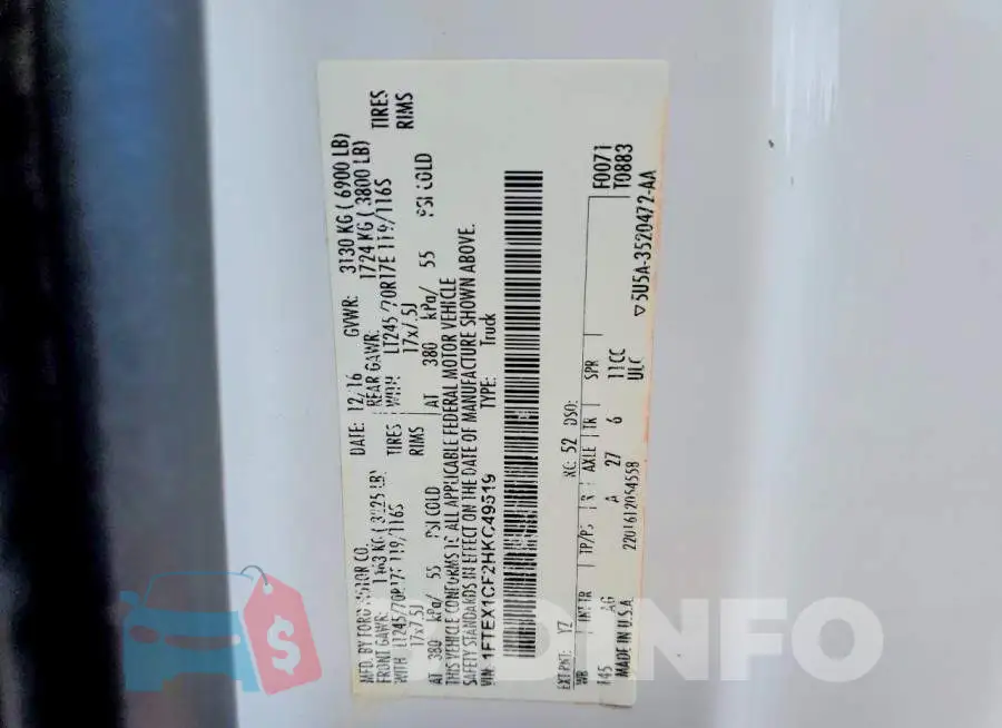 1FTEX1CF2HKC49519 Photo# 13