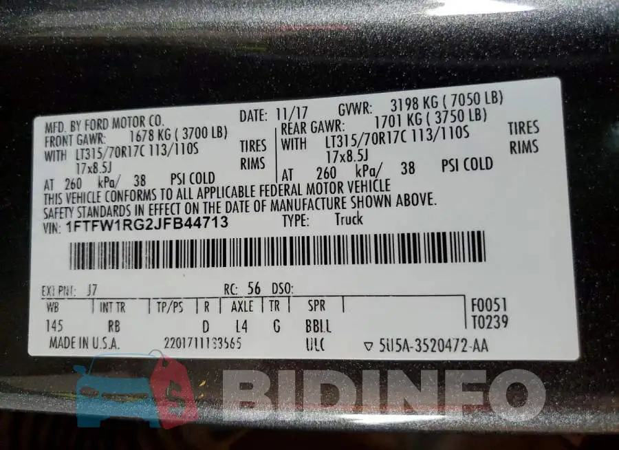 1FTFW1RG2JFB44713 Photo# 12