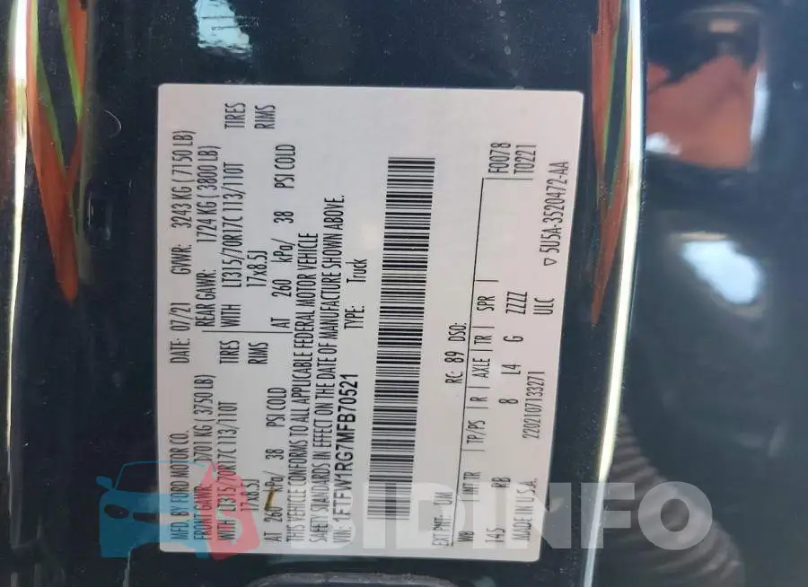 1FTFW1RG7MFB70521 Photo# 13