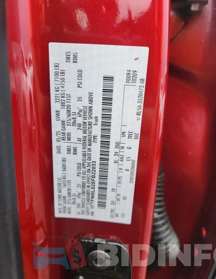 1FTFW6L82SFB22033 Photo# 12