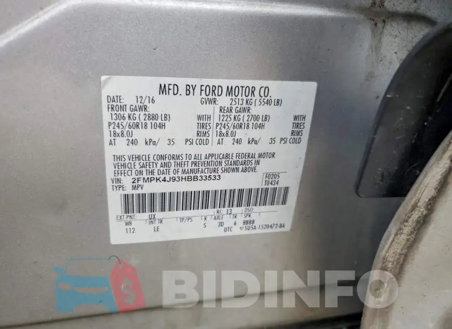 2FMPK4J93HBB33533 Photo# 13