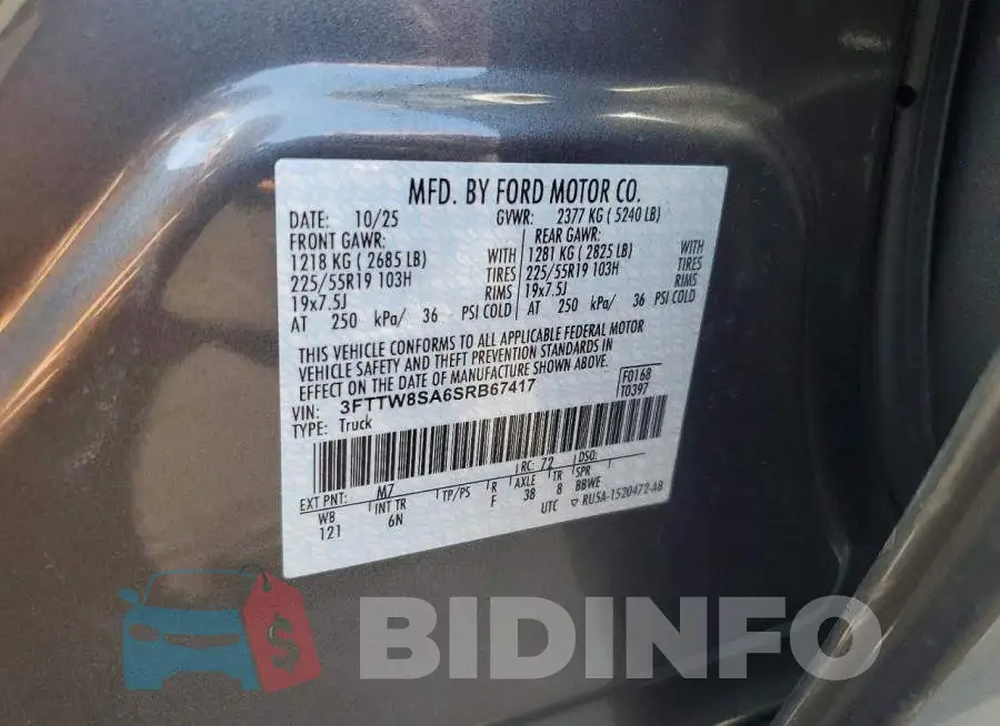 3FTTW8SA6SRB67417 Photo# 12
