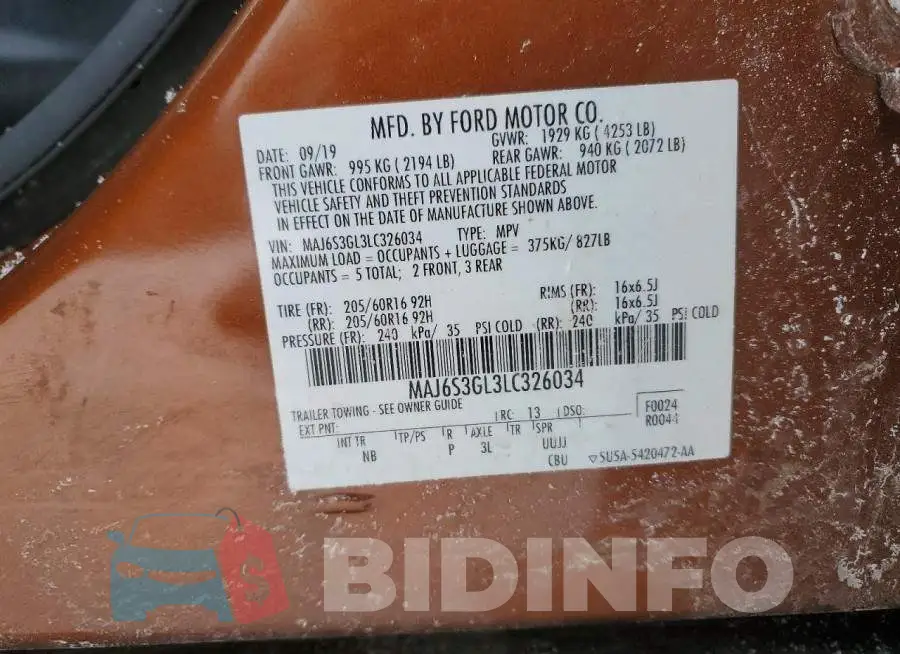 MAJ6S3GL3LC326034 Photo# 12