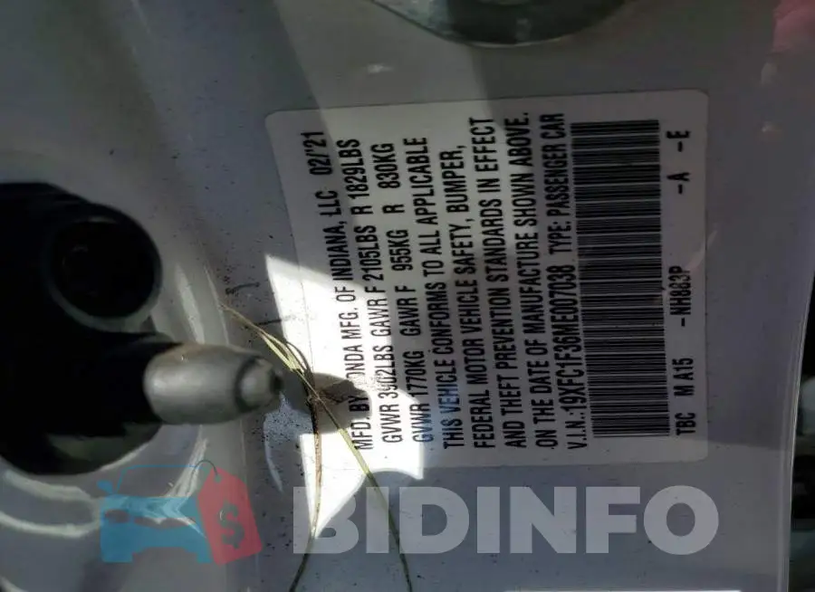 19XFC1F36ME007038 Photo# 12