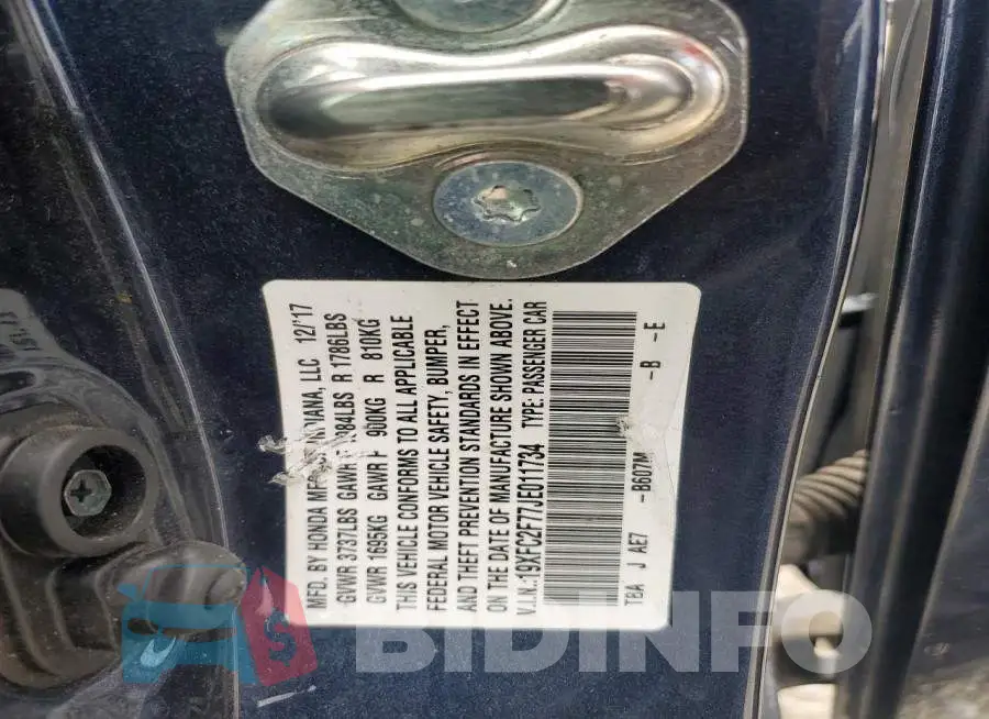 19XFC2F77JE011734 Photo# 12