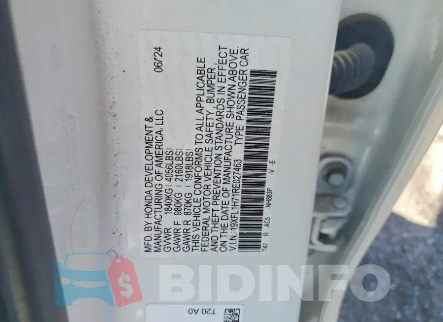 19XFL1H71RE027463 Photo# 13