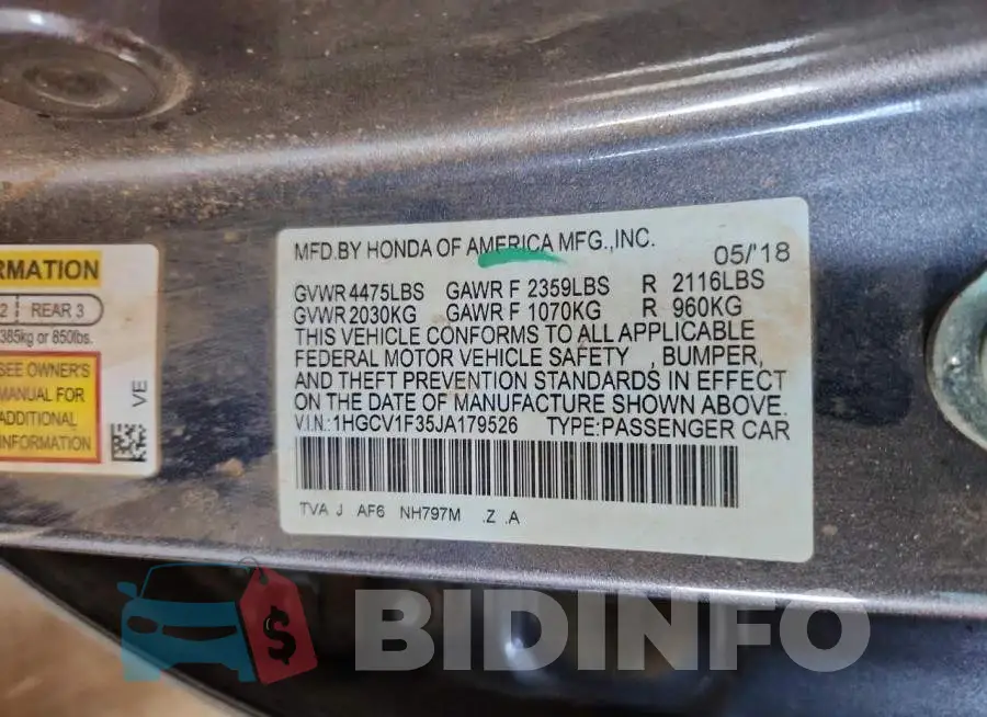 1HGCV1F35JA179526 Photo# 12
