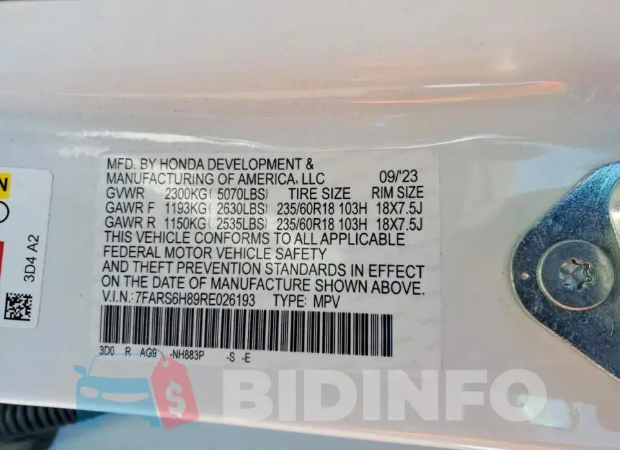 7FARS6H89RE026193 Photo# 14