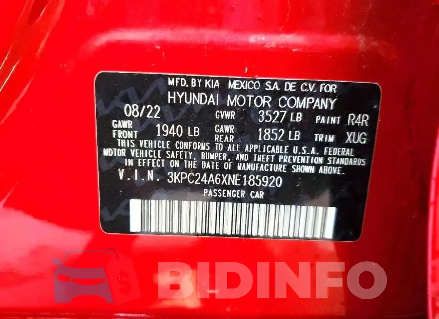 3KPC24A6XNE185920 Photo# 12