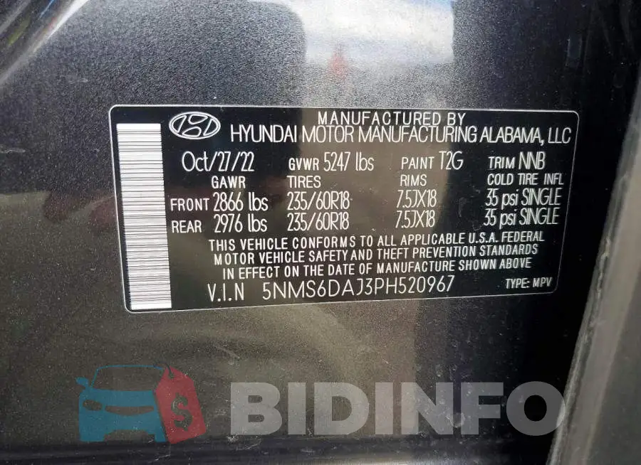 5NMS6DAJ3PH520967 Photo# 13