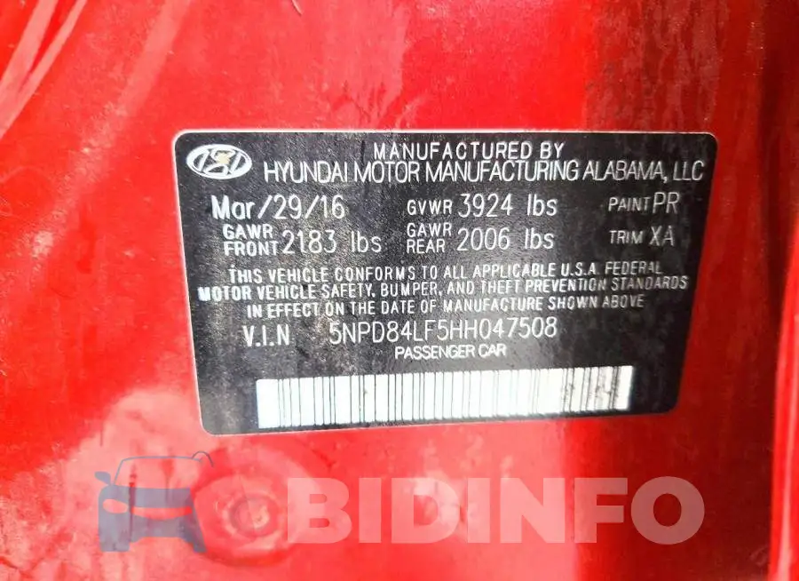 5NPD84LF5HH047508 Photo# 12