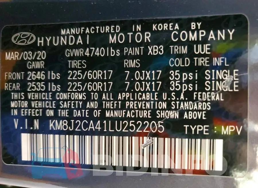 KM8J2CA41LU252205 Photo# 12