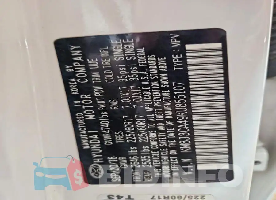 KM8J3CA49KU855107 Photo# 14