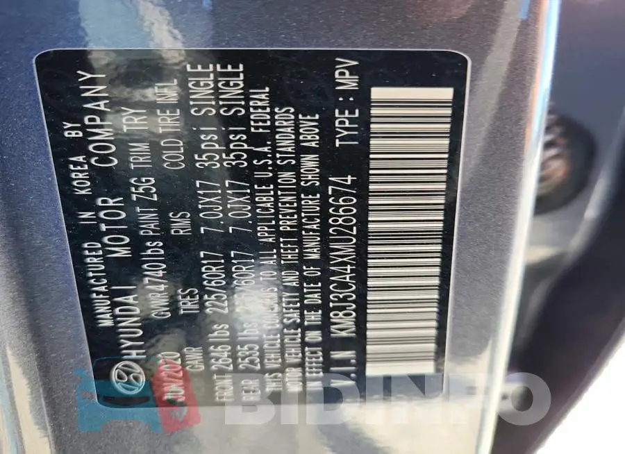 KM8J3CA4XMU286674 Photo# 14
