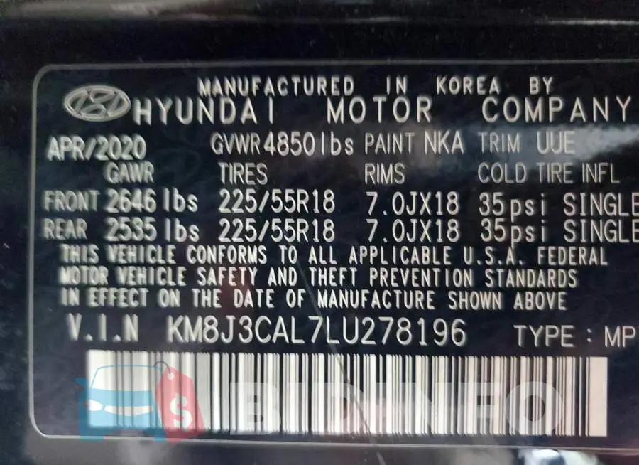 KM8J3CAL7LU278196 Photo# 13