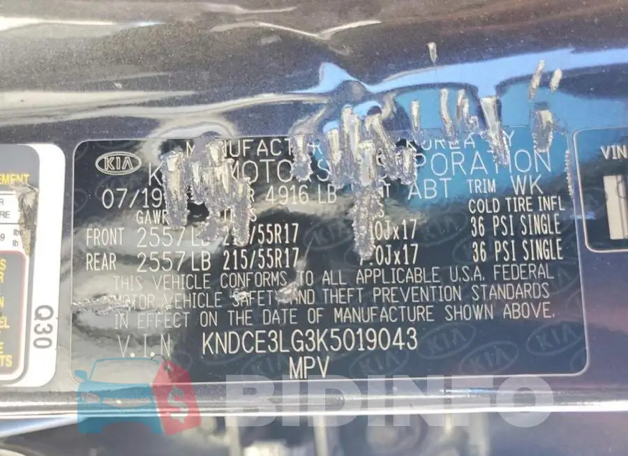 KNDCE3LG3K5019043 Photo# 12