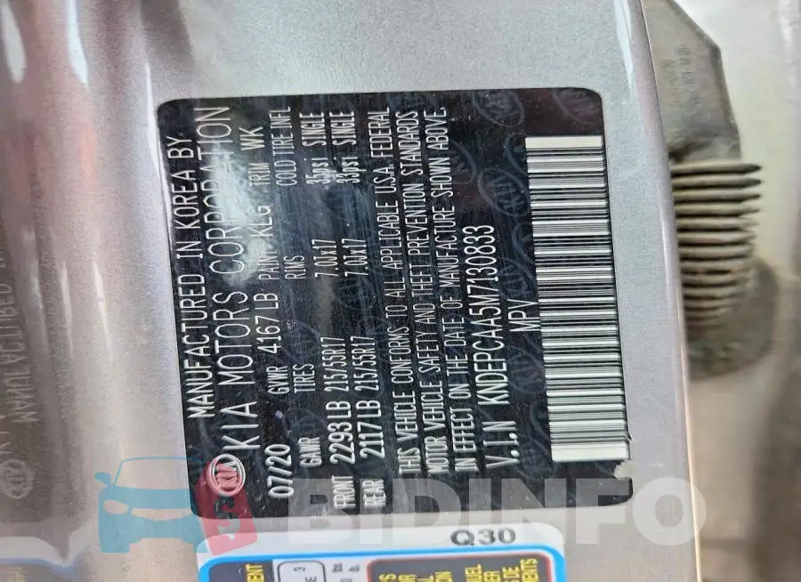 KNDEPCAA5M7130833 Photo# 12