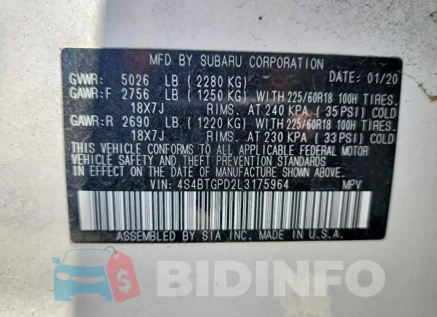 4S4BTGPD2L3175964 Photo# 12