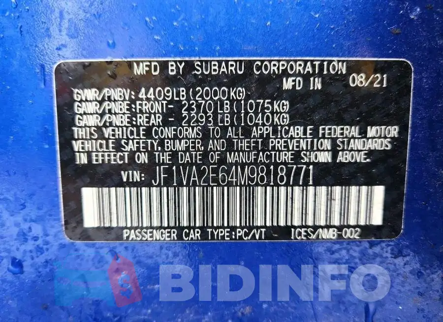 JF1VA2E64M9818771 Photo# 12