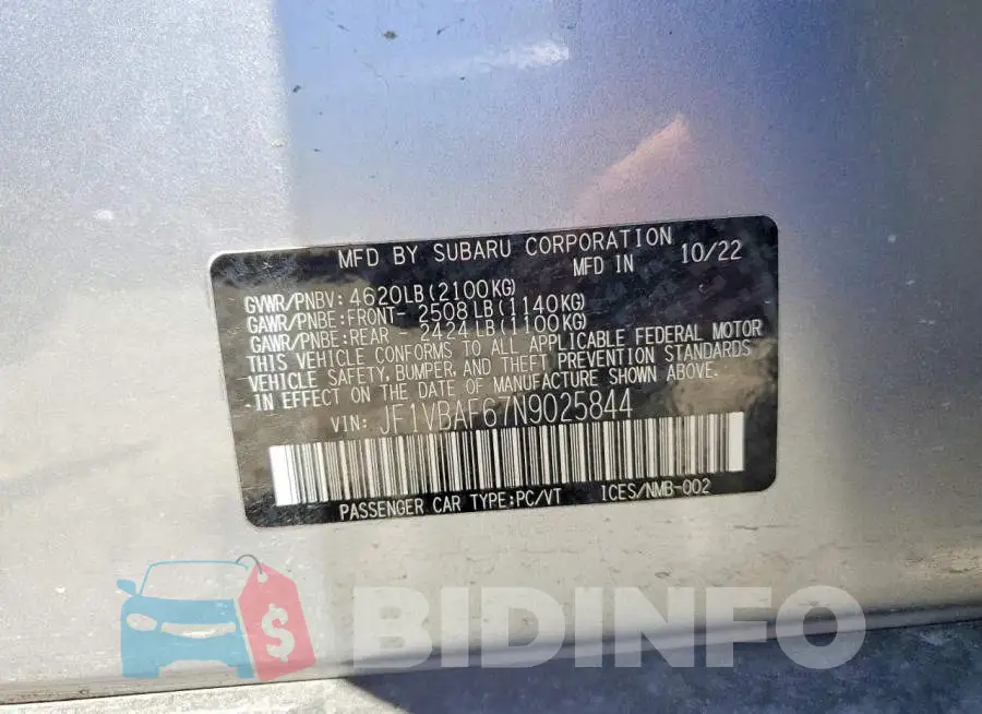 JF1VBAF67N9025844 Photo# 13