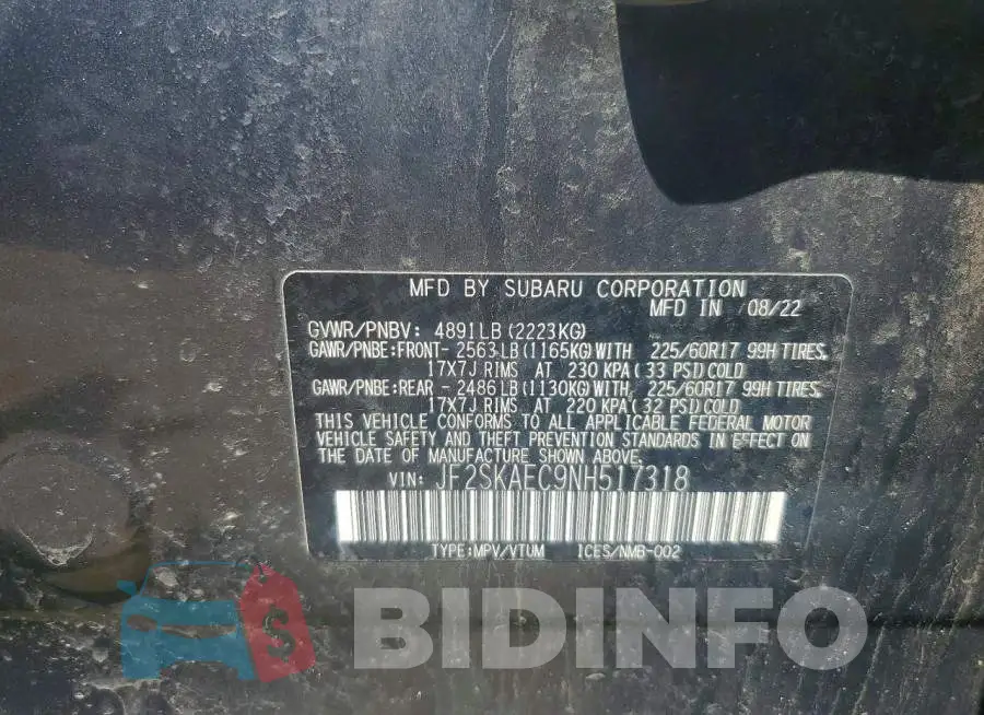 JF2SKAEC9NH517318 Photo# 12