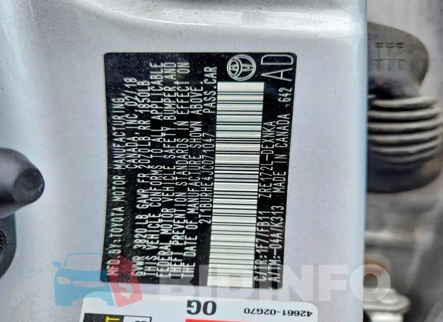 2T1BURHE4JC071047 Photo# 12