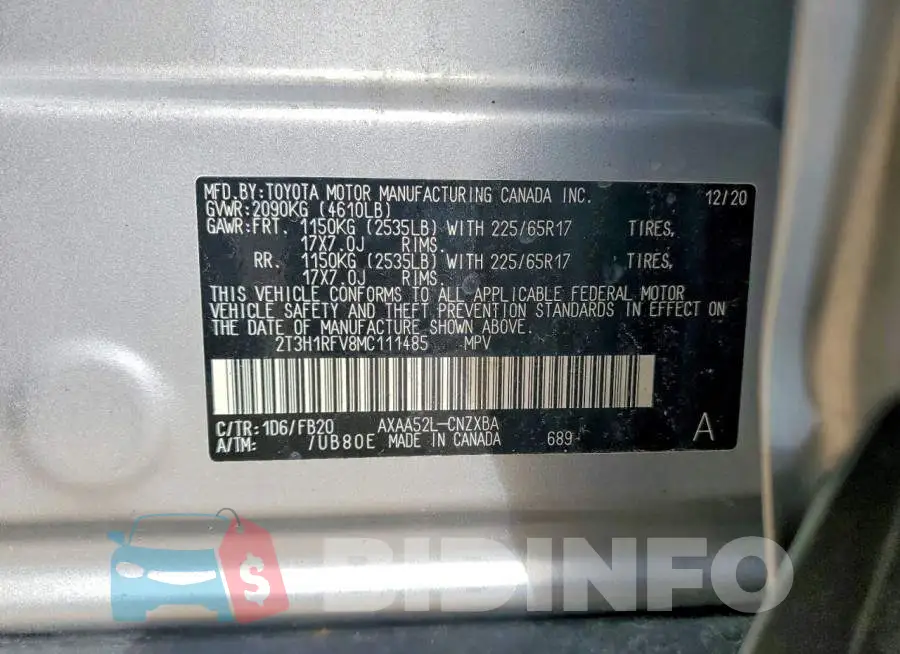 2T3H1RFV8MC111485 Photo# 12