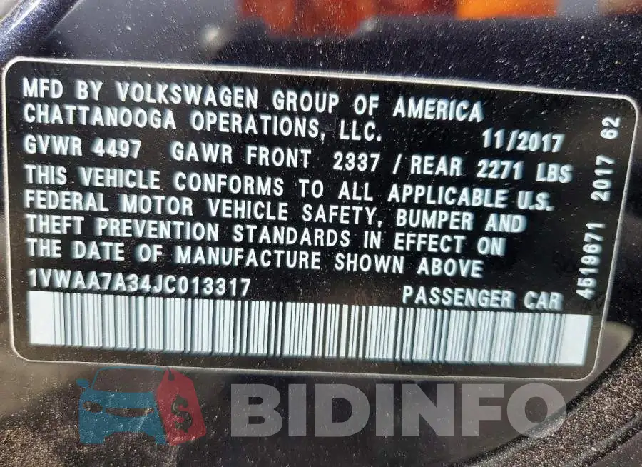 1VWAA7A34JC013317 Photo# 12