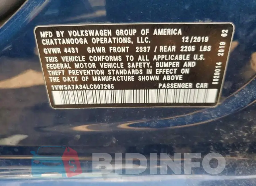 1VWSA7A34LC007265 Photo# 13