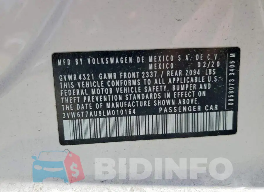 3VW6T7AU9LM010164 Photo# 13