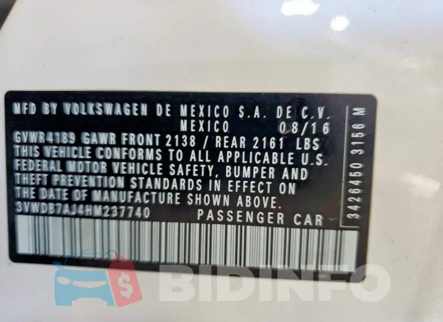 3VWDB7AJ4HM237740 Photo# 12