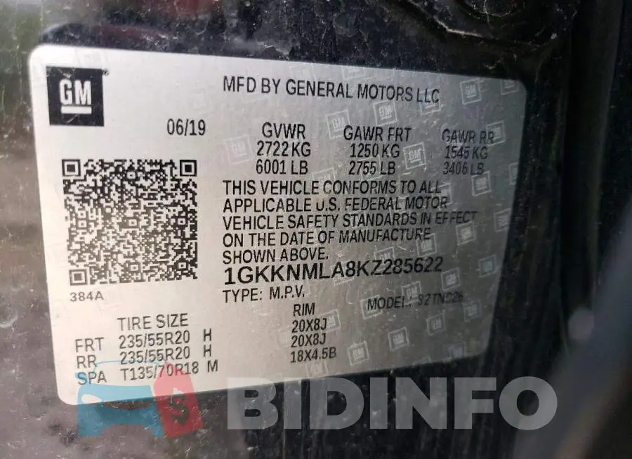 1GKKNMLA8KZ285622 Photo# 14