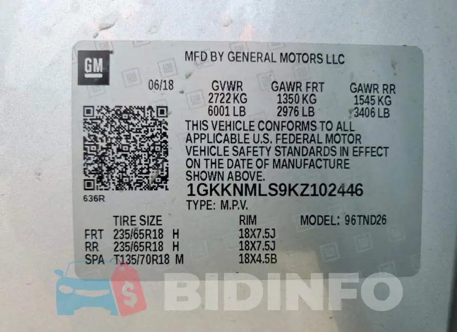 1GKKNMLS9KZ102446 Photo# 13