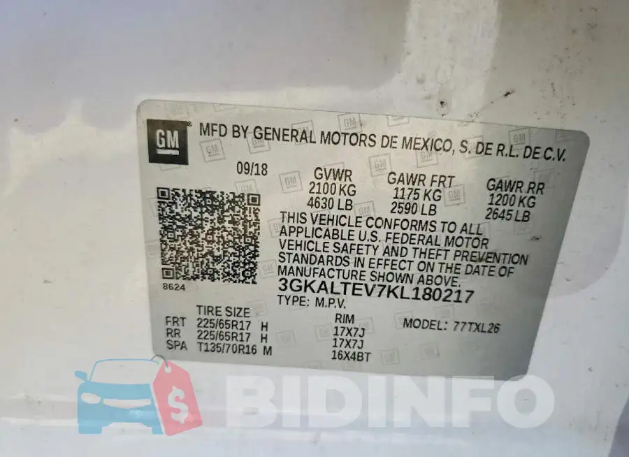 3GKALTEV7KL180217 Photo# 13